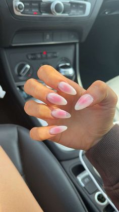 White nails with pink aura in the middle Aura Nails White And Pink, Pink White Aura Nails, Milky Aura Nails, Milky White Aura Nails, Pink And White Aura Nails, White And Pink Aura Nails, Milky White Pink Nails, White Nails With Pink Designs, Aura Nails White