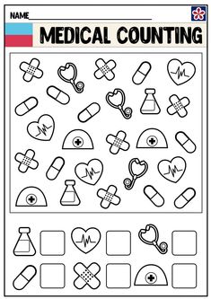 medical counting worksheet for kids to practice counting and matching the numbers in this activity