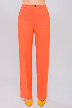 Orange Formal Straight Leg Blazer Pants - STYLED BY ALX COUTUREPANTS Baggy Dress Pants, Baggy Dresses, Professional Wardrobe, Pants Large, Leg Design, Swimwear Sale, Polished Look, Dress Pants, Woven Fabric