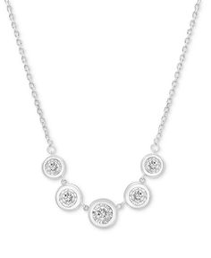 Macy's Diamond Bezel Five Stone Adjustable 18 Macy's Diamond Necklace With Prong Setting, Fine Jewelry Sterling Silver Diamond Necklace Hand-set, Macy's Diamond Necklace With Round Diamond Accents, Macy's Round Diamond Necklace With Diamond Accents, Macy's Diamond Necklace With Brilliant Cut, Macy's Round Cut Diamond Necklaces, Macy's White Gold Necklace With Brilliant Cut, Sterling Silver Round Diamond Necklace With Bezel Setting, Macy's Silver Diamond Necklaces