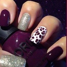 Purple And Silver Nails, Nail Cute, Gel Nails Long, Cheetah Nail Designs, Silver Nail Art, Silver Nail