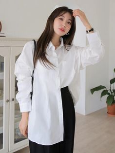 Plain Shirts, White Casual, Drop Shoulder, Sleeve Cotton, Patch Pocket, Trendy Outfits, Blouses For Women, Lab Coat