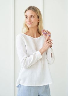 Linen Shirt Women, Long Sleeve Linen Shirt, Shirt With Buttons, Linen Shirts Women, Linen Color, Lovely Tops, Strap Tops