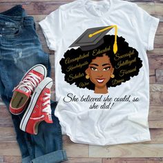 a t - shirt with an image of a woman's graduation cap on it