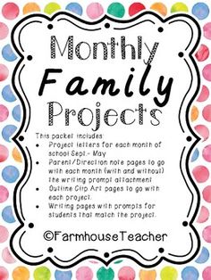 a colorful polka dot design with the words,'month family projects'on it