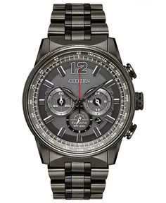 Citizen - Men's Eco-Drive Chronograph Nighthawk Gray Stainless Steel Bracelet Watch 43mm Eco Drive Watches, Mens Chronograph, Citizen Watch, Citizen Eco, Watches Luxury, Chronograph Watch Men, Eco Drive, Seiko Watches, Stylish Watches