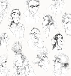 several sketches of people with different hair styles