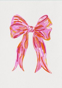 a painting of a pink bow on white paper