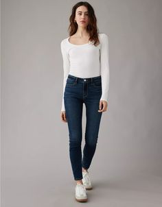 AE Next Level High-Waisted Jegging Crop Casual Stretch Bottoms For Everyday Use, Fall Fitted Bottoms For Everyday, Stretch Jeans For Everyday Fall Wear, Everyday Versatile Stretch Jeans, Versatile Everyday Stretch Jeans, Mid-rise Bottoms For Everyday Use In Fall, Versatile Stretch Jeans For Everyday, Versatile Stretch Bottoms For Everyday Use, High Rise Bottoms For Everyday