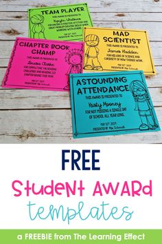 free student award templates from the learning effect