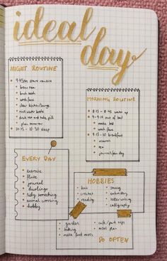 Bojo Journal Ideas 2023, To Do List In Notebook, Dot Grid Journal Ideas Art, Bubble Journal Ideas, Ideal Day Journal, Ideal Self Journal, Ideal Day Bullet Journal, Aesthetic List Ideas, Ideal Day Routine