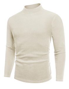 PRICES MAY VARY. 【THERMAL MATERIAL】The men's mock turtleneck sweater is made of soft thermal material. The pretty thick ribbed fabric is not only offers warmth and softness, and aslo can accommodating all body shapes. Color was rich and uniform, and the stitching straight and without loose strands. No Pilling; No Fading. 【MORE FEATURES】The men long sleeve turtleneck sweater featuring a classic mock neck design, turtleneck style, long sleeve, ribbed hem and cuffs. It's great to stay warm if you'r Ribbed Turtleneck Outerwear, Turtleneck Sweater With Ribbed Collar, Winter Solid Ribbed Polo Sweater, Turtleneck Polo Sweater For Winter, Winter Turtleneck Ribbed Polo Sweater, Winter Ribbed Turtleneck Polo Sweater, Winter Solid Color Turtleneck Polo Sweater, Casual Beige Turtleneck With Ribbed Cuffs, Beige Ribbed Turtleneck Outerwear