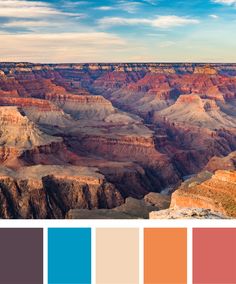 the grand canyon is shown in this color palette