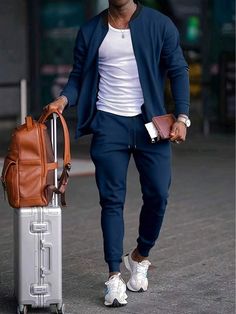 "Discover casual, trendy outfits for men that blend style and comfort. From relaxed tees to smart chinos, elevate your everyday look effortlessly. #MenFashion #CasualStyle #TrendyOutfits" Track Suit Men, Traje Casual, Mens Fashion Fall, Suit Style, Tracksuit Set, Jogging Pants, Mens Fall, Morning Messages, Baseball Jacket