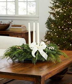 #LLBean: Winter White Centerpiece, Regular Fresh Wreaths, Christmas Wedding Bouquets, Log Centerpieces, Eucalyptus Centerpiece, Lighted Wreaths, Long Candles, White Centerpiece, Small Centerpieces, Christmas Centerpiece