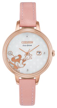 Minnie Mouse | Citizen Luxury Designer Pink Watches, Watches Women Poka Dots, Designer Luxury Pink Watch, Minnie Mouse Pink Women, Eco Drive Watches, Pink Watch, Citizen Eco, Citizen Watch, Eco Drive