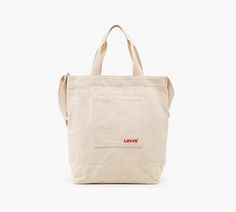 Icon Tote Bag - White | Levi's® US Functional Cotton Shopping Bags, Levi's Casual Bags For Everyday Use, Casual Bags With Reinforced Handles For Everyday, Casual Levi's Bags For Everyday Use, Levi's Casual Everyday Bags, Casual Canvas Bag With Double Reinforced Handles, Casual Beige Shoulder Bag With Reinforced Handles, Casual Shoulder Bag With Reinforced Handles For Shopping, Large Casual Bags With Reinforced Handles