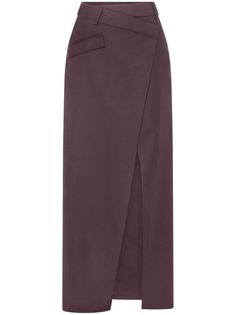 chocolate brown wrap design belt loops concealed front press-stud fastening concealed front button fastening front slit straight hem ankle-length full lining Midi Skirt Brown, Anna Quan, Wedding Guest Looks, Yoko London, City Dress, Summer Beach Wear, Lady Dior, Chocolate Brown, Jacket Tops