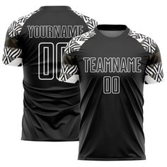 a black and white soccer jersey with the number 00 on it