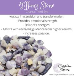 Tiffany Stone Meaning, Crystals Uses, Crystal Meanings Charts, Moon Journaling, Raw Gemstones Rocks, Crystal Seashells, Chakra Health, Tiffany Stone, Crystal Uses