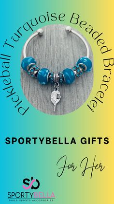 Elevate your pickleball game and your fashion game with our Pickleball Turquoise Beaded Bracelet. This stunning accessory combines the vibrant energy of pickleball with the soothing hues of turquoise. Whether you're on the court or off, let your style shine with this unique bracelet. 🏓💠 #TurquoisePickleballBracelet #BeadedPickleballJewelry #PickleballFashion #SportyElegance #PickleballPassion #FashionableSportsAccessories Personalized Blue Bracelets For Sports Events, Blue Sporty Bracelet For Sports, Sporty Blue Bracelet For Sports, Sporty Blue Bracelets For Sports Events, Beaded Charm Bracelet, Pickleball Gift, Turquoise Bead Bracelet, Vibrant Energy, Gifts Jewelry