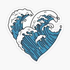 the great wave in the shape of a heart with waves coming up from behind it