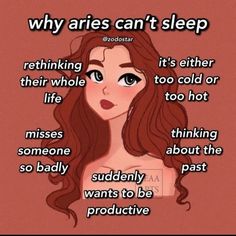 a girl with long hair and an interesting quote on her face that says, why aris can't sleep