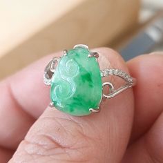 My shop, all the products come from different mining areas in Burma. Naturally formed jewel-grade jadeite, they are very beautiful. All products in our shop are natural jade, beads will have fine stone lines, which is normal.Support global testing products Gem Size:10.7mm*8.3mm*2.4mm Ring weight:2.24g Packing:Gift Box The color of the jade jade in Myanmar is different because of the customs of the region, and the subdivision method is slightly different. In the jade kingdom of Myanmar, the jade Fine Green Jade Jewelry, Jade Gemstone Ring Jewelry, Green Jade Rings With Natural Stones, Fine Jewelry Jade Ring As Gift, Green Jade Gemstones For Jewelry Making, Green Jade Jewelry For Anniversary, Fine Jewelry Jade Ring For May Birthstone, Green Chrysoprase Fine Jewelry, Fine Jewelry In Green Chrysoprase