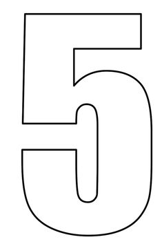 the number five is shown in black and white, with an outline for it to be used