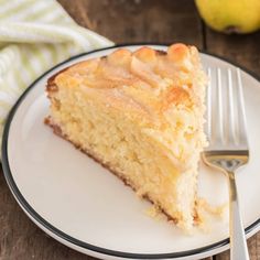 a piece of cake on a plate with a fork