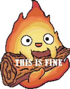 a cross stitch pattern with the words, this is fine in front of an image of a