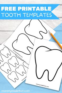 tooth printables for kids to color and cut out with the teeth on them