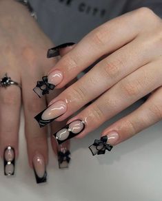 Short Gothic Nails, Wave Nails, Gothic Nails, Nagel Tips, Gel Mani, Easy Nails, Girly Acrylic Nails, Acrylic Set, Nails Prom