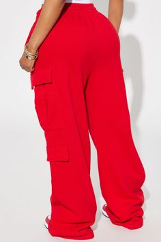 Available In Heather Grey And Red. Wide Leg Pant Fleece High Waisted Elastic Drawstring Cargo Pockets Stretch 50% Cotton 50% Polyester Imported | Milan Cargo Lounge Pant in Red size Small by Fashion Nova Red Wide Leg Cargo Pants For Fall, Red Sweatpants With Pockets For Fall, Red Winter Pants With Pockets, Red Lounge Bottoms With Pockets, Red Loungewear Bottoms With Pockets, Red Bottoms With Pockets For Loungewear, Summer Fits, Wide Leg Pant, Lounge Pants