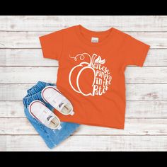 Cutest Pumpkin In The Patch Youth S And M Available Unisex Drake And Travis Scott, Boys Thanksgiving Shirts, Cutest Pumpkin In The Patch, Tee Party, Metro Boomin, Patches Shirt, Toddler Fall, Screen Printing Designs, Thanksgiving Shirts