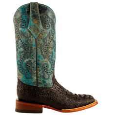 Ferrini Stampede Crocodile Square Toe Cowboy Boots Blue Womens Cowboy Boots Womens Square Toe Boots, Teal Heels, Kids Cowboy Boots, Square Toe Cowboy Boots, Dresses With Cowboy Boots, Boots Mid Calf, Cowhide Print, Gogo Boots, Crocodile Print