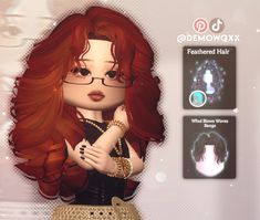 an animated image of a woman with red hair and glasses