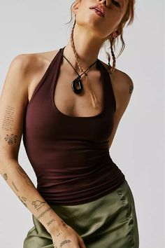 U Got This Halter | Free People Halter Outfit, Halter Tops Outfit, Earthy Outfits, Sleeveless Tops, Flowy Tops, Halter Style, Boho Clothing, Nice Tops, Beach Day