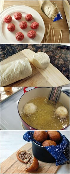 the process of making meatballs is shown here