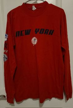 New York Yankees Majestic Long Sleeved Tshirt Vintage 2001 Red Men's Sz Med | eBay New York Yankees, First Class, Long Sleeve Tshirt, New York, Long Sleeve, Red, Quick Saves