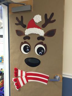 a door decorated to look like a reindeer