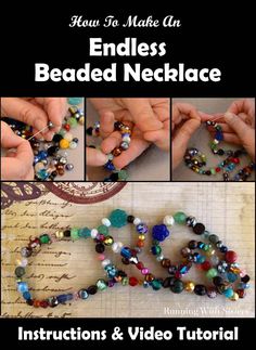 Bead Crafts Jewelry How To Make, Stringing Beads Jewelry, Adjustable Strand Beaded Necklace For Gift, Adjustable Beaded Strand Necklace, Adjustable Large Beads Necklace For Gifts, How To Finish Necklace Ends, Adjustable 16-inch Beaded Necklaces, Diy Necklace Making, Curved Bar Necklace