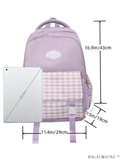 BagForLove - Versatile Gingham Backpack with Stylish Bag Charm Product Description Color Purple Strap Type Adjustable Composition 100% Nylon Pattern Type Plaid Bag Size Medium Material Polyamide Style Preppy Closure Type Zipper Type Classic Backpack Size Chart INCH CM Handle Height Strap Length Bag Height Bag Width Bag Length 2.4 inch 37.4 inch 16.9 inch 7.5 inch 11.4 inch Handle Height Strap Length Bag Height Bag Width Bag Length 6 cm 95 cm 43 cm 19 cm 29 cm Details Pictures Similar Products h2 Gingham Bags For Travel And Back To School, Back To School Travel Bags In Gingham, Back To School Gingham Travel Bags, Gingham Travel Backpack, Gingham Backpack For Travel And School, Gingham Backpack For Everyday Use And Back To School, Travel Backpack In Gingham, Back To School Gingham Travel Backpack, Back To School Gingham Backpack For Everyday Use