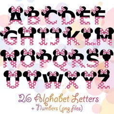 the alphabet is made up of polka dots and letters with numbers on each one side