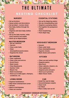 the ultimate nesting checklist for moms and their babies is here in this printable