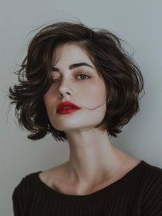 Stylish Long Bob Hairstyles to Refresh Your Look Layered Bob Aesthetic, Short Hair 90s Style Wavy Bobs, 90s Bob Haircut Grunge, High Fashion Bob Haircut, 80s Hair Short Wavy Bobs, Short Black Haircuts, Short Wavy Haircuts, Chic Haircut, Wavy Haircuts