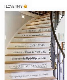 the stairs are decorated with words and phrases