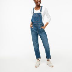 Womens Denim Overalls, Long Overalls, Denim Coverall, Black Overalls, Jean Overalls, M J, Denim Cotton, Straight Leg Denim, Jcrew Women