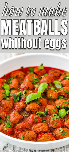 an eggless italian meatballs recipe in a white bowl