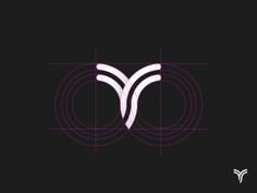 the logo for an art studio with lines and shapes in purple on a black background